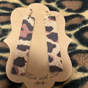 Leopard Leather Handmade Earrings